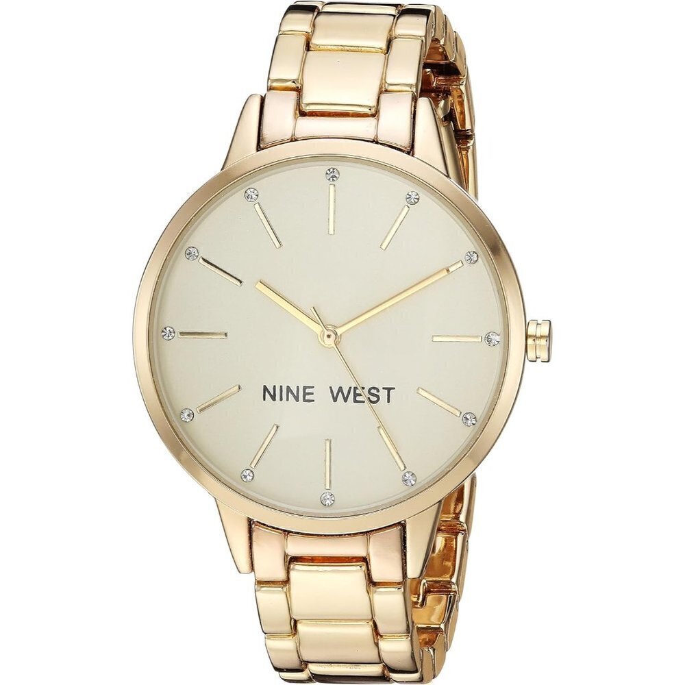 Women's Gold Crystal Accented Bracelet Watch